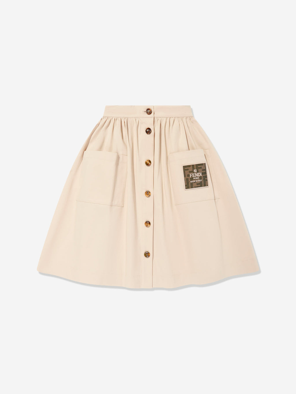 Fendi Girls Stretch Gabardine Skirt in Beige