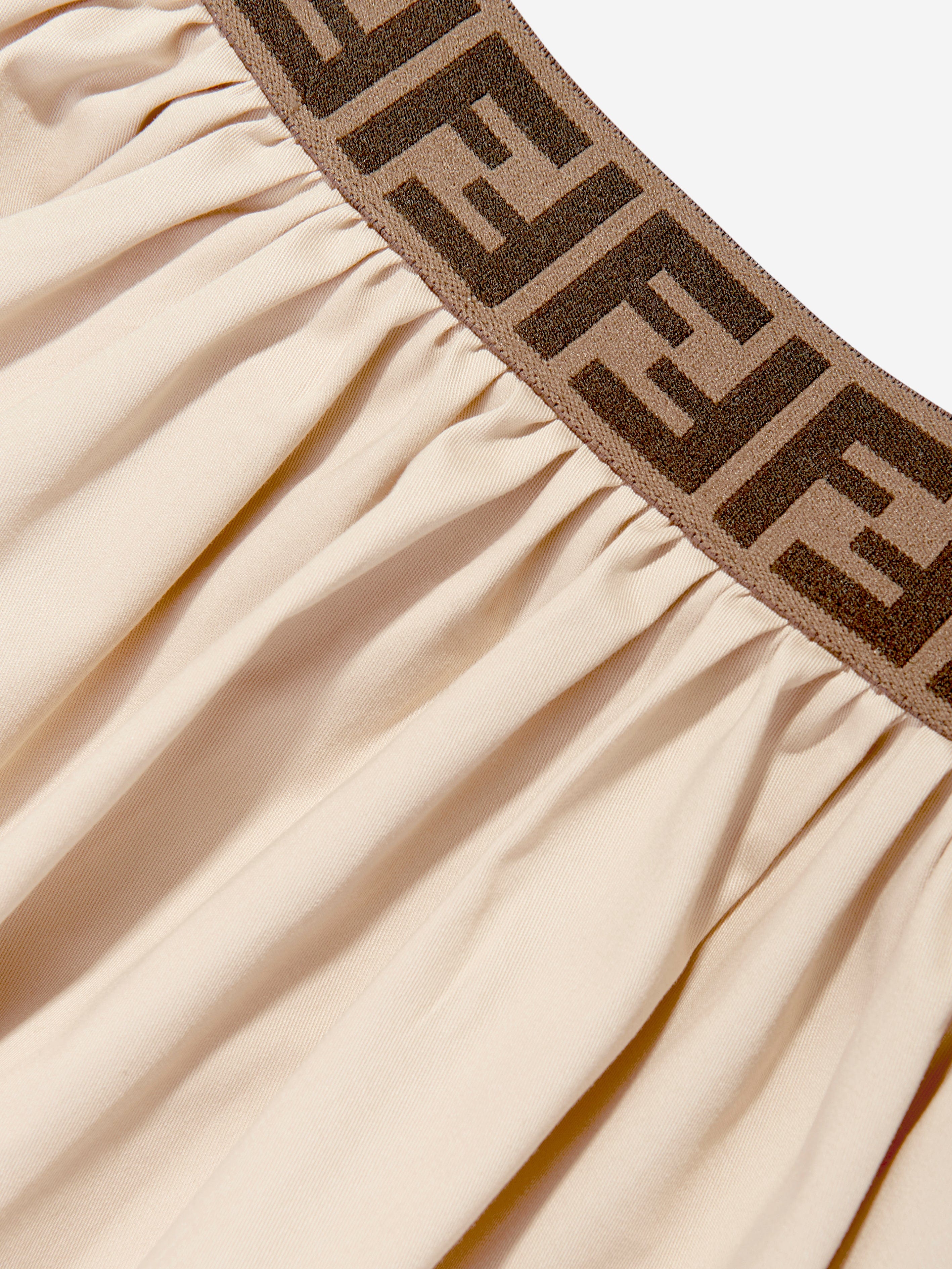Fendi Girls Stretch Gabardine Skirt in Beige