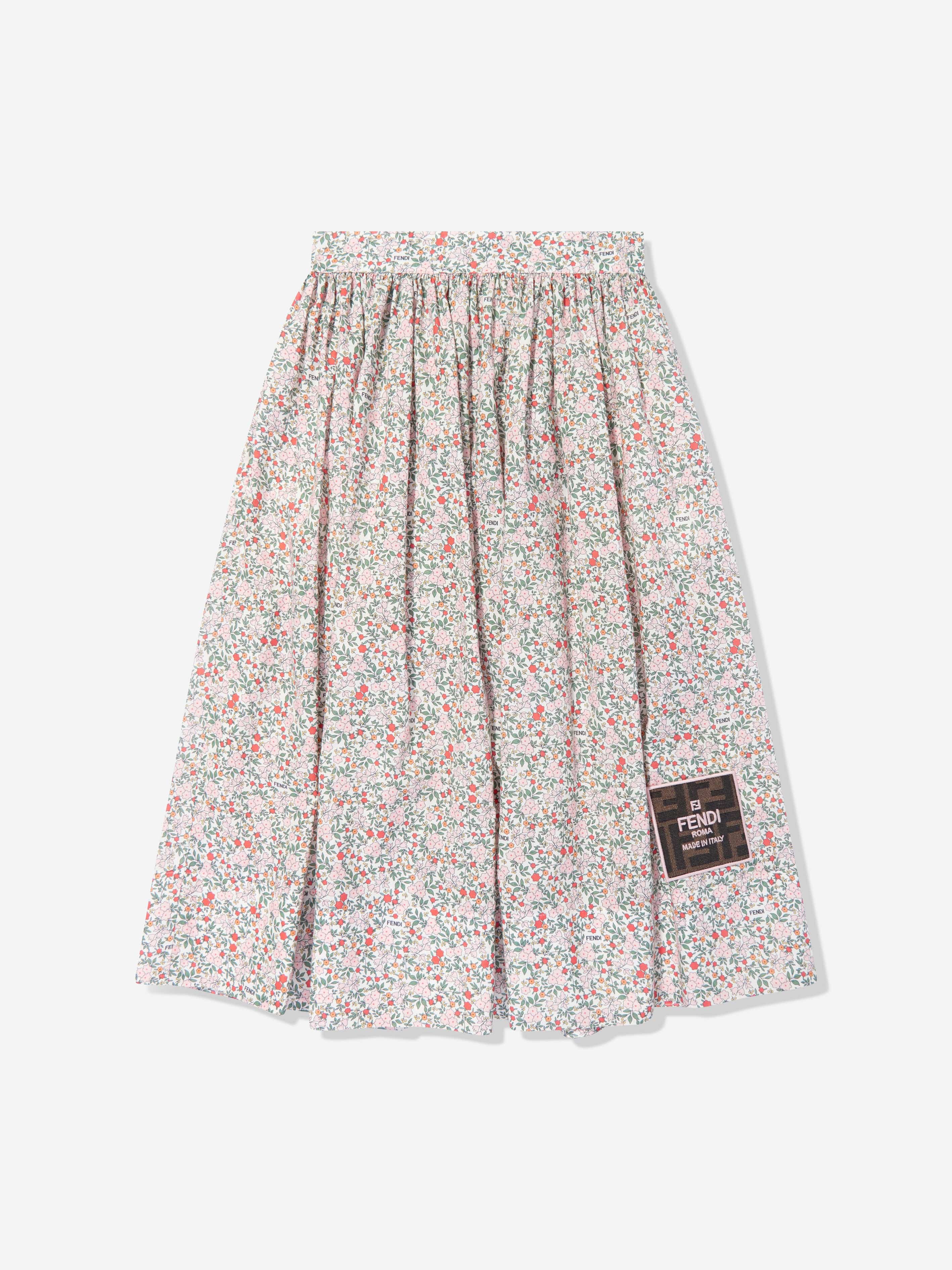 Fendi Girls Blooming Print Skirt in Multicolour
