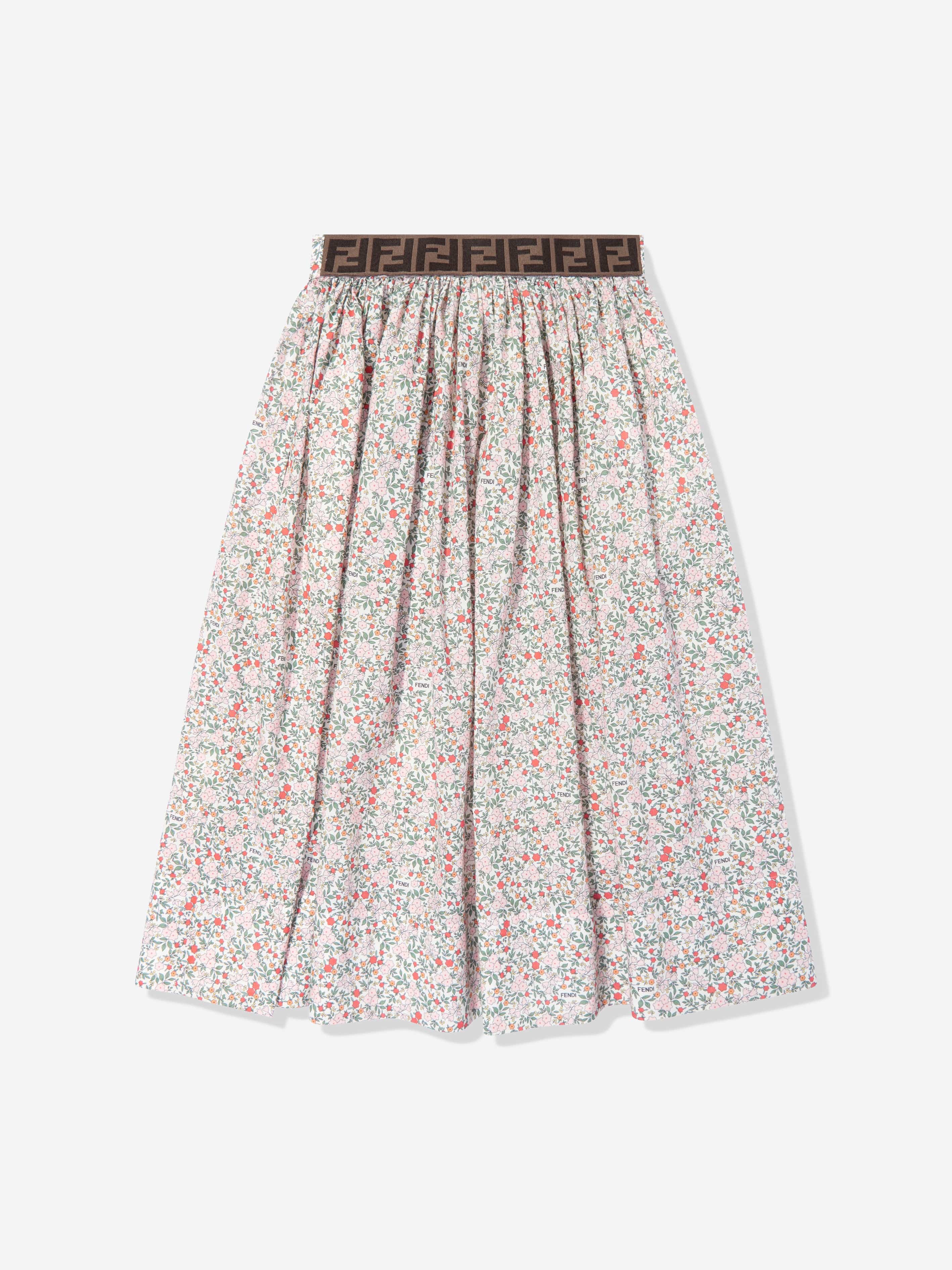 Fendi Girls Blooming Print Skirt in Multicolour
