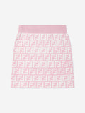 Fendi Girls FF Logo Knitted Skirt in Pink
