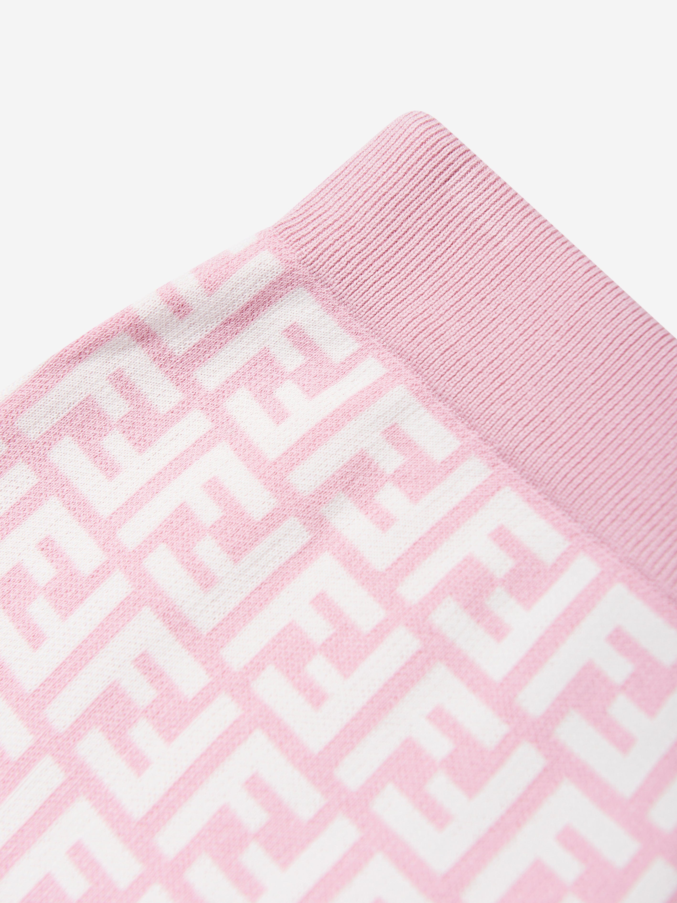 Fendi Girls FF Logo Knitted Skirt in Pink