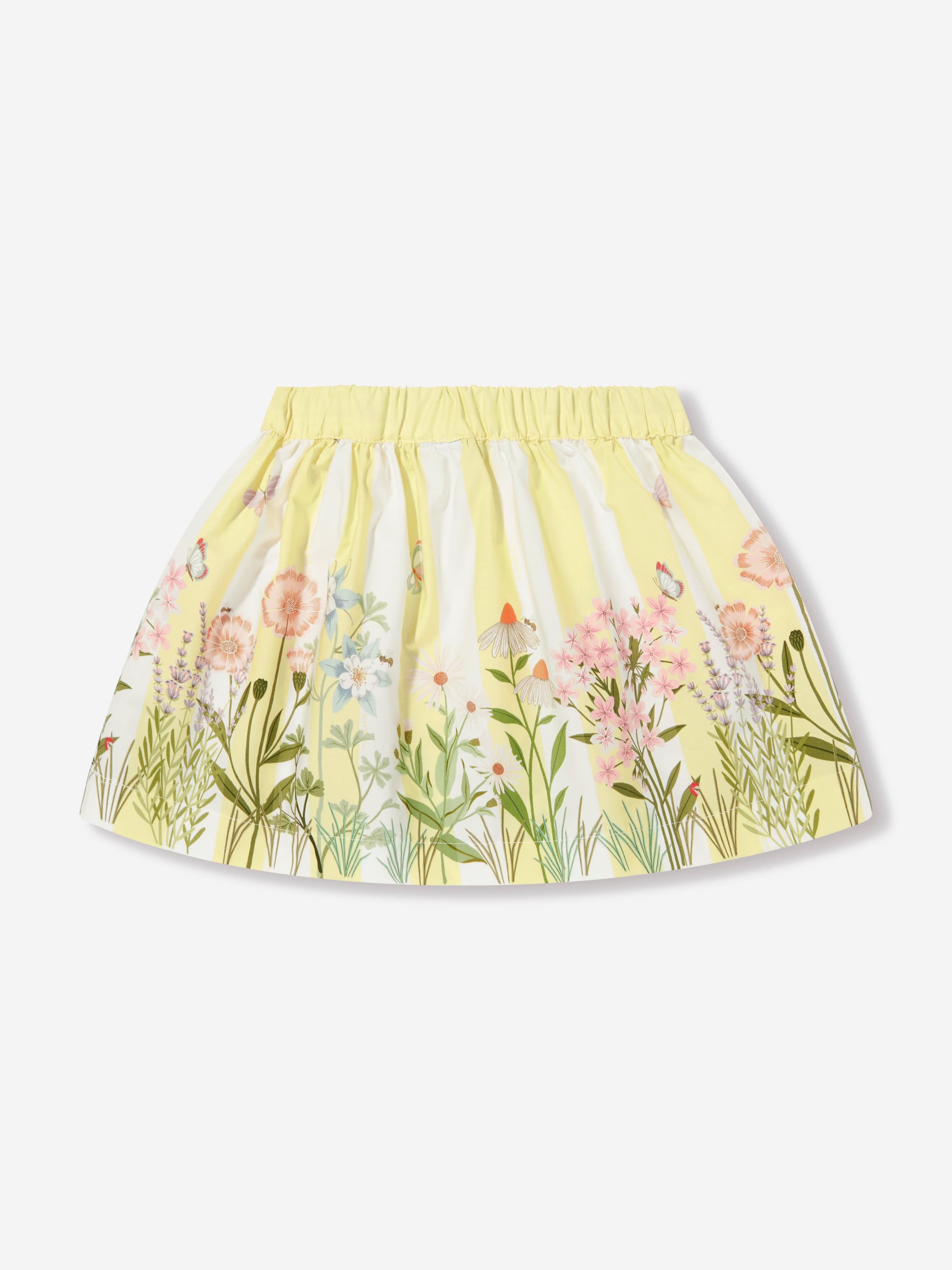 Fendi Baby Girls Striped Floral Skirt in Yellow