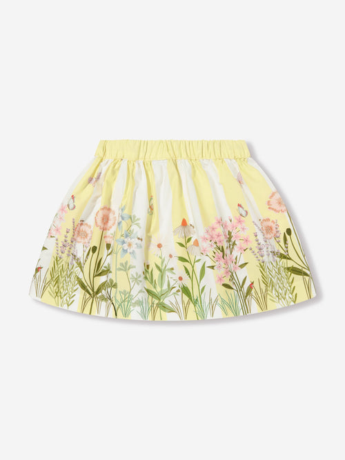 Fendi Baby Girls Striped Floral Skirt in Yellow