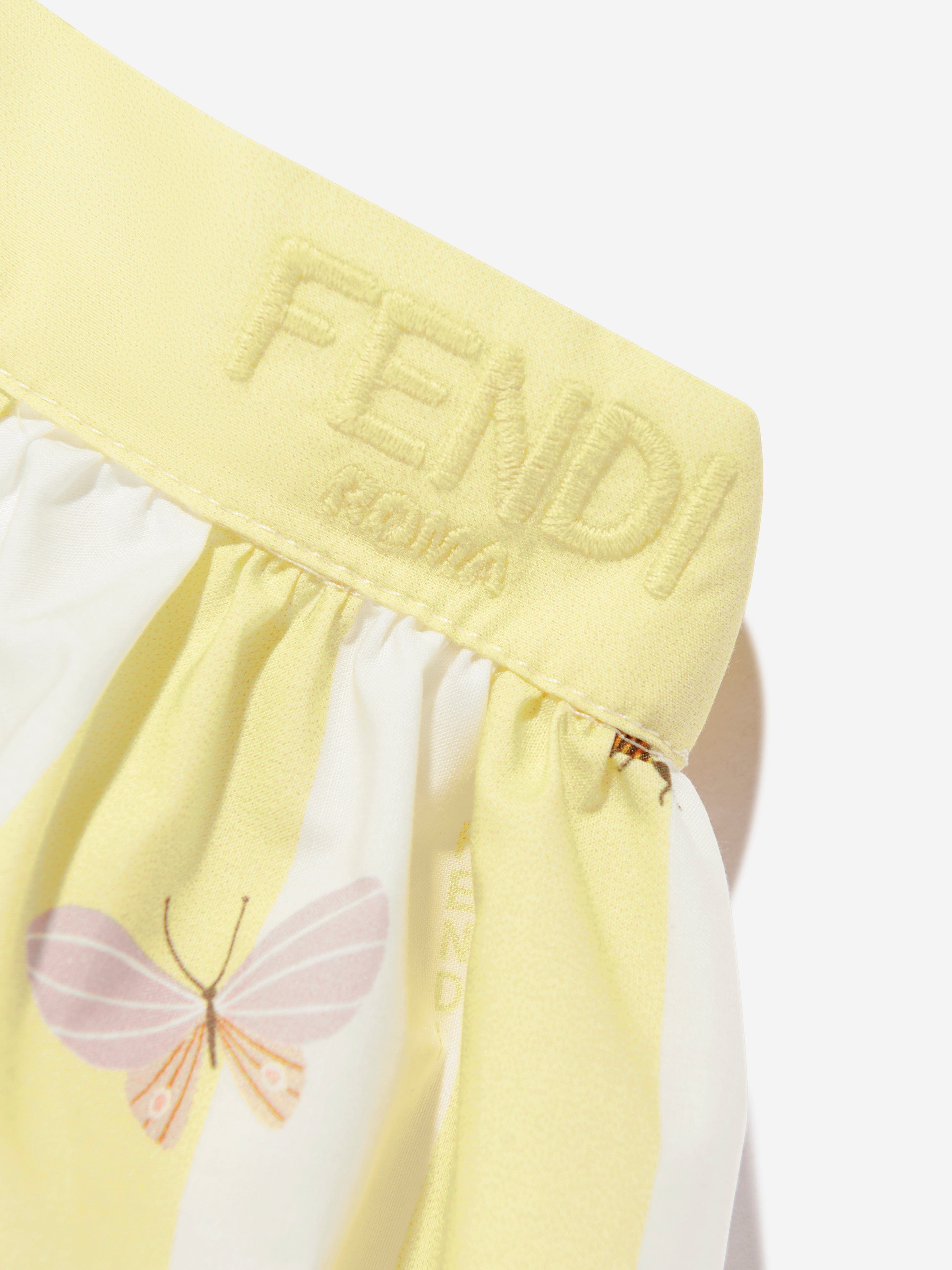 Fendi Baby Girls Striped Floral Skirt in Yellow