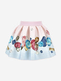 Monnalisa Girls Gem Print Neoprene Skirt in Pink