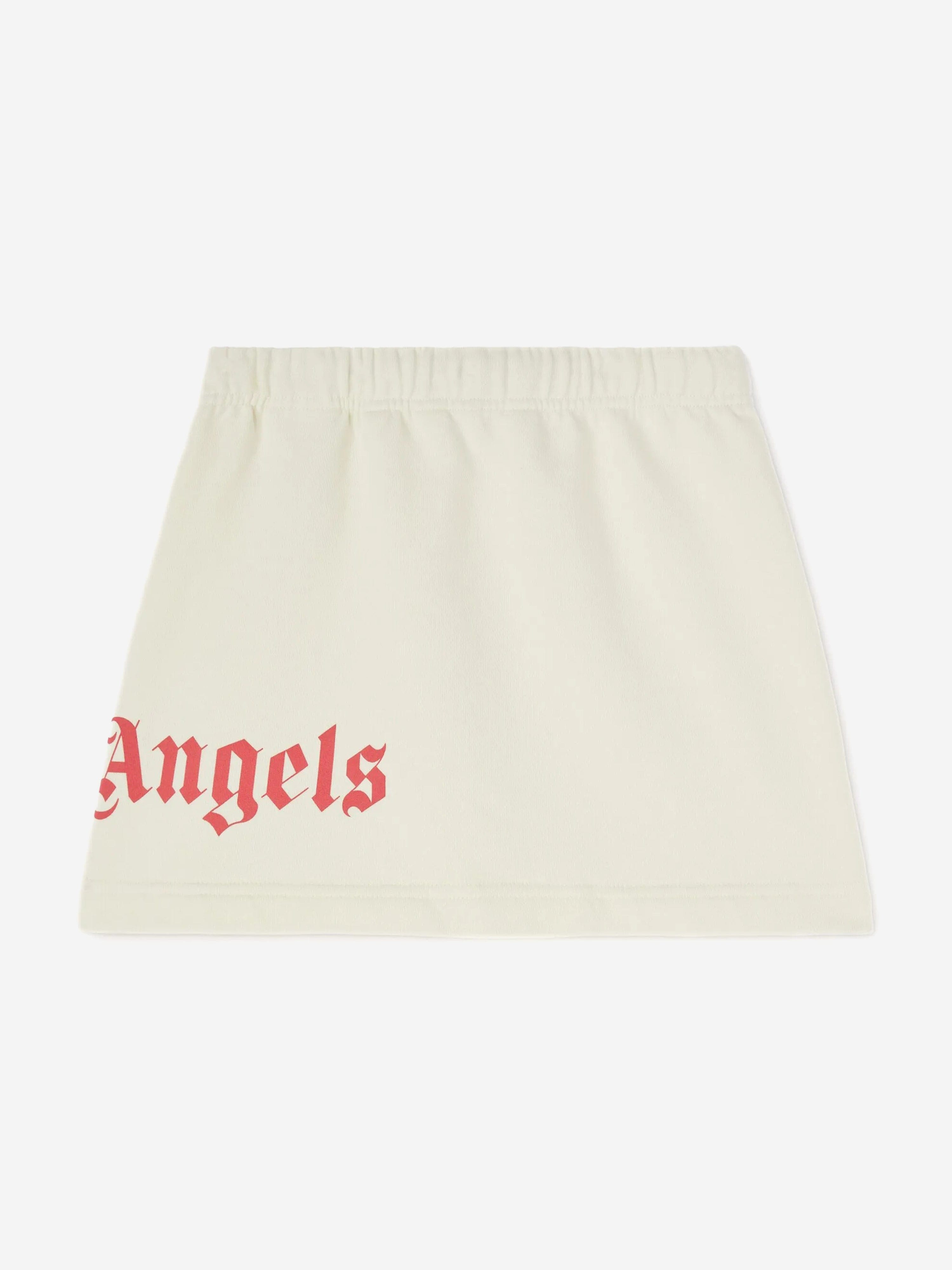 Palm Angels Girls Classic Overlogo Sweat Skirt in Ivory